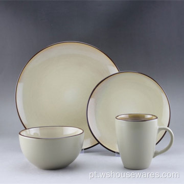 Hot Sale Stock Hotel Round Round Ceramic Dinnerware Conjunto